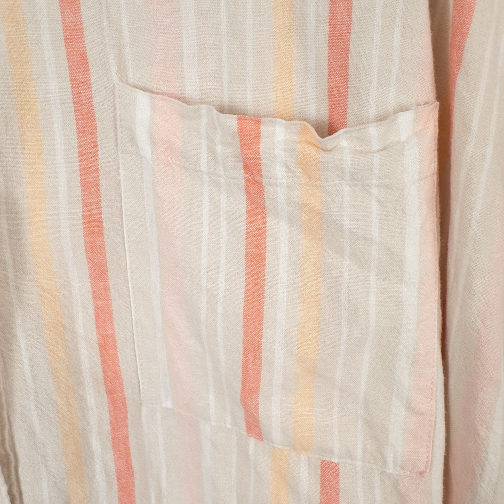 Linen Blend Striped Short Sleeve Button Up Shirt Womens 2X Beach Coastal Preppy - Picture 7 of 12